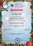 Диплом победителя международного конкурса "Изумрудный город" в номинации "Лучшая новогодняя поделка"